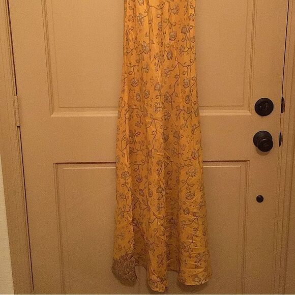 Indian Ocean Urban Outfitters Yellow Silk Floral Maxi Dress - Picture 2 of 5